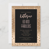 Invitation 60 ans et Fabuleux Anniversaire Blush Noir Paillet (Devant)