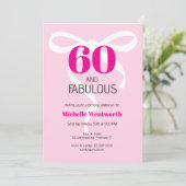 Invitation 60 ans et Fabuleux Ruban Fun Rose Chaud 60e Annive (Debout devant)