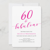 Invitation 60 ans et Fabuleux Soixantième Anniversaire Écritu (Devant)