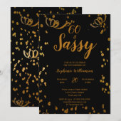 Invitation 60 ans et impertinente 60e anniversaire Noir | Fau (Devant / Derrière)