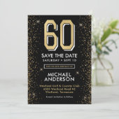 Invitation 60 ans noir moderne (Debout devant)