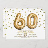 Invitation 60 Ballons d'or & Confetti 60e fête d'anniversaire (Devant / Derrière)