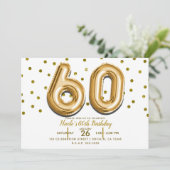 Invitation 60 Ballons Dorés et Confettis Fête d'anniversaire (Debout devant)