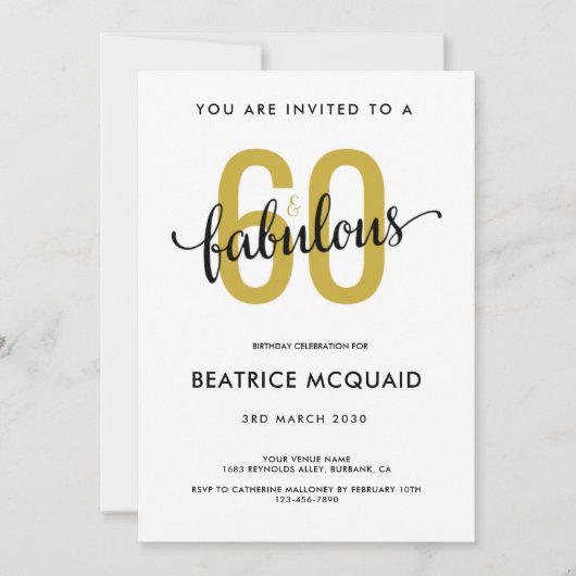 Invitation 60 et fabuleux 60e anniversaire (Devant)