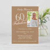 Invitation 60 et fabuleux Elegant Beige Photo Anniversaire (Debout devant)