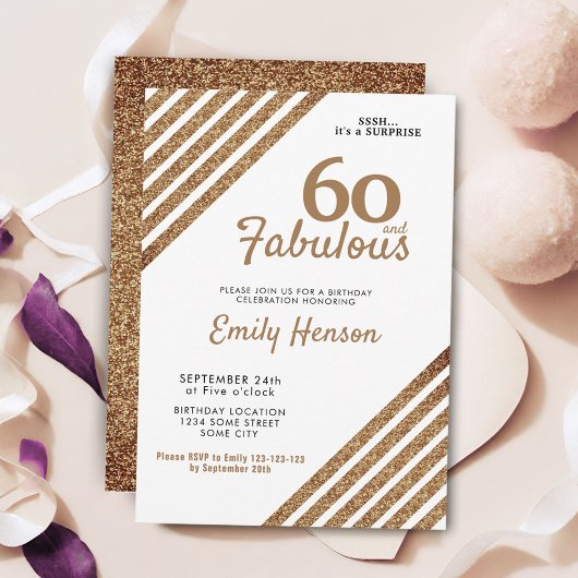 Invitation 60 et fabuleux Elegant Gold Parties scintillant 60