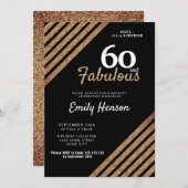 Invitation 60 et fabuleux Elegant Gold Parties scintillant 60 (Devant / Derrière)