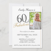 Invitation 60 et fabuleux Elegant Script Photo Anniversaire (Devant)