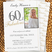 Invitation 60 et fabuleux Elegant Script Photo Anniversaire