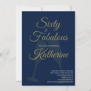 Invitation 60 et Fabuleux Fête d'anniversaire 60 ans Navy O