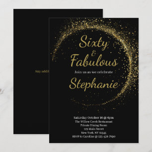 Invitation 60 et Fabuleux Fête d'anniversaire 60 ans Noir O
