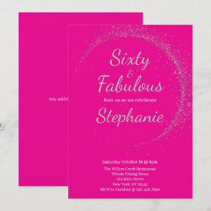 Invitation 60 et Fabuleux Fête d'anniversaire 60 ans Rose A