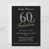 Invitation 60 et fabuleux noir élégant script Anniversaire (Devant)