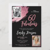 Invitation 60 et fabuleux Parties scintillant rose 2 Photo 60 (Devant)