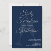 Invitation 60 et Fabuleux | Script Bleu pour Fête d'anniversa (Devant)