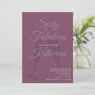 Invitation 60 et Fabuleux Script prune pour fête d'annivers