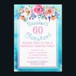 Invitation 60 et Fabuleux Soixantième anniversaire<br><div class="desc">Célébrez un joli thème High Tea ou Garden Party pour un 60 et fabuleux 60e anniversaire. Customisez une invitation Pink and Blue Floral 60 et Fabulous 60th Birthday avec vos propres détails. Jolie lavande rose, violet et fleurs de jardin vert. Fleurs de pivoines et de roses dans les magnifiques couleurs...</div>