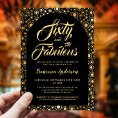 Invitation 60 Et Fabulous Black Gold 60e fête d'anniversaire
