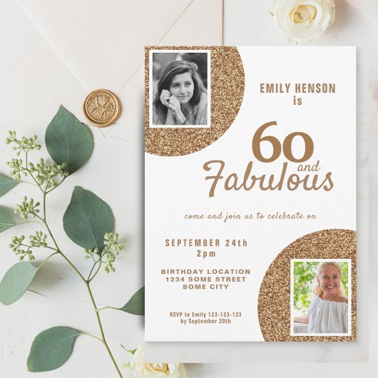 Invitation 60 et Fabulous Gold Parties scintillant 2 Photo 60