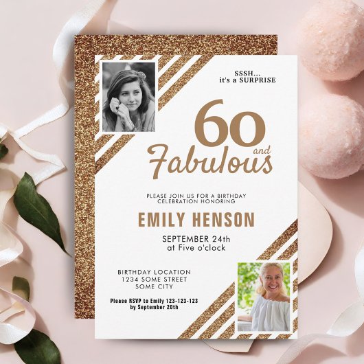 Invitation 60 et Fabulous Gold Parties scintillant 2 Photo 60