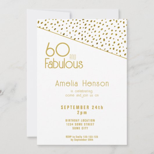 Invitation 60 et Fabulous Gold Parties scintillant 60e annive (Devant)