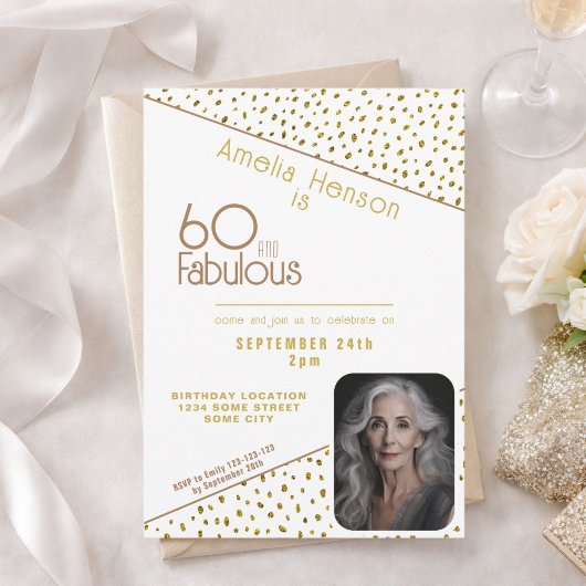 Invitation 60 et Fabulous Gold Parties scintillant Photo 60e