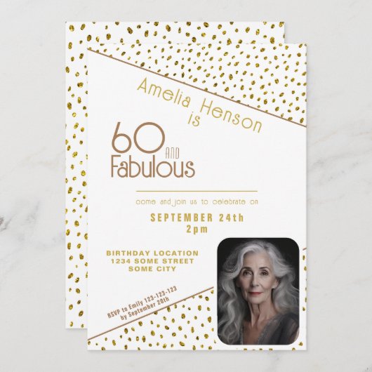 Invitation 60 et Fabulous Gold Parties scintillant Photo 60e  (Devant / Derrière)