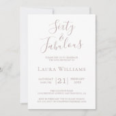 Invitation 60 et Fabulous rose blanc 60e anniversaire fête In (Devant)