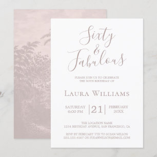 Invitation 60 et Fabulous rose blanc 60e anniversaire fête In