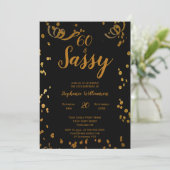 Invitation 60 et Sassy 60e anniversaire Noir | Or Faux (Debout devant)