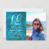 Invitation 60 et Sassy Abstrait Ocean Blue Photo Anniversaire (Devant)