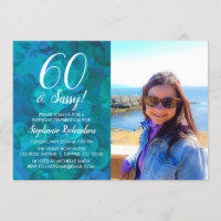 60 et Sassy Abstrait Ocean Blue Photo Anniversaire