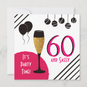 Invitation 60 et Sassy Anniversaire Champagne Flute (Devant)
