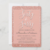 Invitation 60 et Sassy Anniversaire Rose Gold Blush Pink Part (Devant)