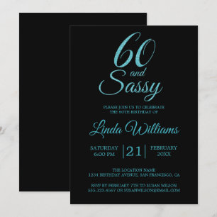 Invitation 60 et Sassy Blue Parties scintillant 60e fête d'an