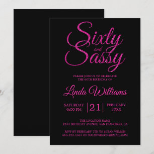 Invitation 60 et Sassy Hot Pink Parties scintillant 60e fête 