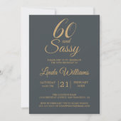 Invitation 60 et Sassy Off-Black Gold 60e fête d'anniversaire (Devant)