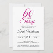 Invitation 60 et Sassy Pink Parties scintillant 60e fête d'an (Devant)
