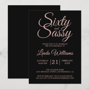 Invitation 60 et Sassy Pink Parties scintillant 60e fête d'an