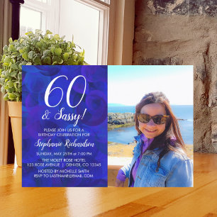 Invitation 60 et Sassy Royal Blue Photo fête d'anniversaire
