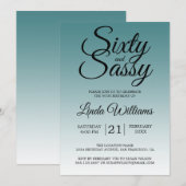 Invitation 60 et Sassy Turquoise Ombre 60e anniversaire (Devant / Derrière)