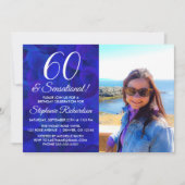 Invitation 60 et Sensational Royal Blue Photo Anniversaire (Devant)