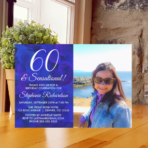 Invitation 60 et Sensational Royal Blue Photo Anniversaire