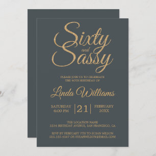 Invitation 60 et soixantième fête d'anniversaire d'or -Noir
