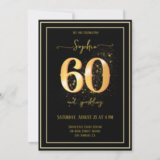 Invitation 60 et Sparkling Gold et Noir Anniversaire (Devant)