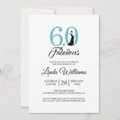 Invitation 60 Fabuleuse Parties scintillant bleue 60e fête d' (Devant)