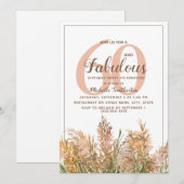 Invitation 60 Fabuleuses herbes de Pampas à Anniversaire Blan (Devant / Derrière)