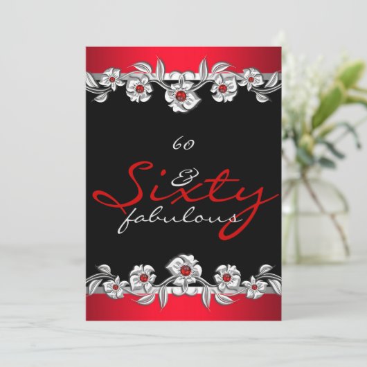 Invitation 60 & Fabuleux 60e anniversaire de fête Silver Red (Debout devant)