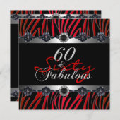 Invitation 60 & Fabuleux 60e anniversaire fête Zebra Silver R (Devant / Derrière)