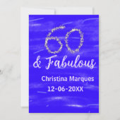 Invitation 60 & fabuleux anniversaire bleu argent ajouter nom (Devant)